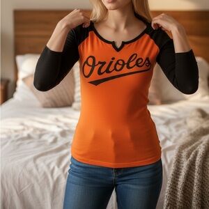 VS Pink Baltimore Orioles 3/4 sleeve baseball tee